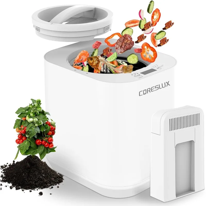 4L Electric Composter for Kitchen, Smart Compost Bin Outdoor/Indoor, Odorless/Auto-Cleaning/Low Noise/Intelligent LED Display