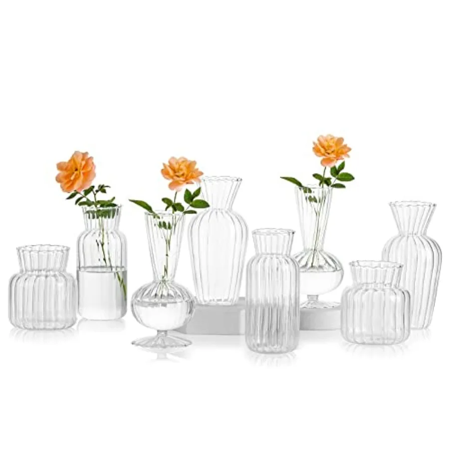 

Mini Glass Vases for Centerpieces - Clear Small Bud Vases in Bulk, Cute Flower Vases Set for Wedding, Home Decoration, Table De