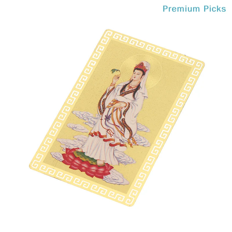 portableNanwu Guanyin Bodhisattva  Card Heart Sutra Brass  Card Peace  Card  Gold Card Luck Blessing