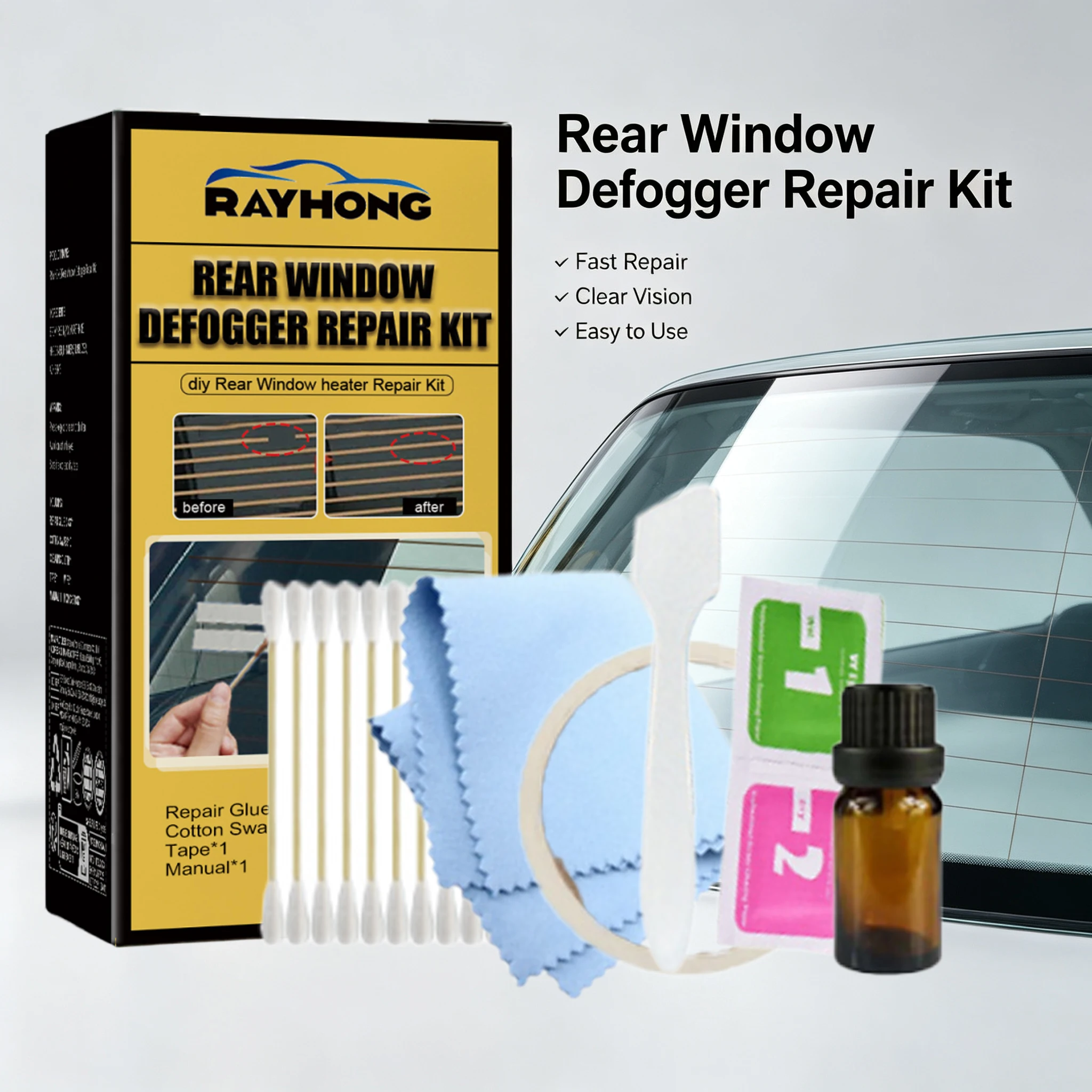 Car Rear Window Defogger Repair Kit DIY Quick Repair Scratched Broken Defroster Heater Grid Lines Professional Care Accessories
