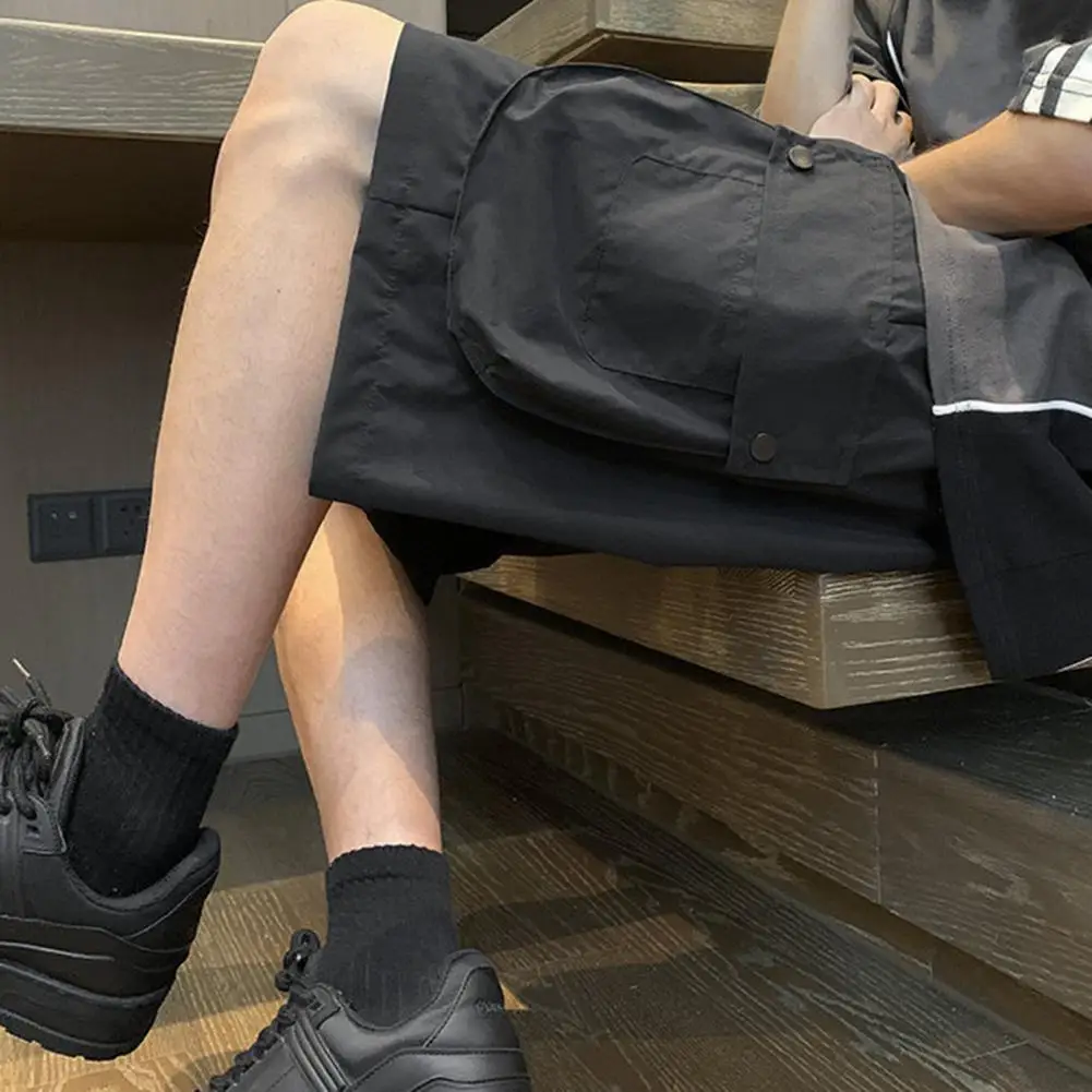Men Cargo Shorts Polyester Men's Cargo Shorts with Multi Pockets Elastic Drawstring Waist for Loose Fit Streetwear for Comfort