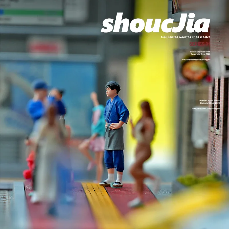 1:64 애니메이션 요리사 미니 인형 그림 모델 미니어처 사진 소품 장면 모델 DIY 모래 테이블 조경 장식품 선물