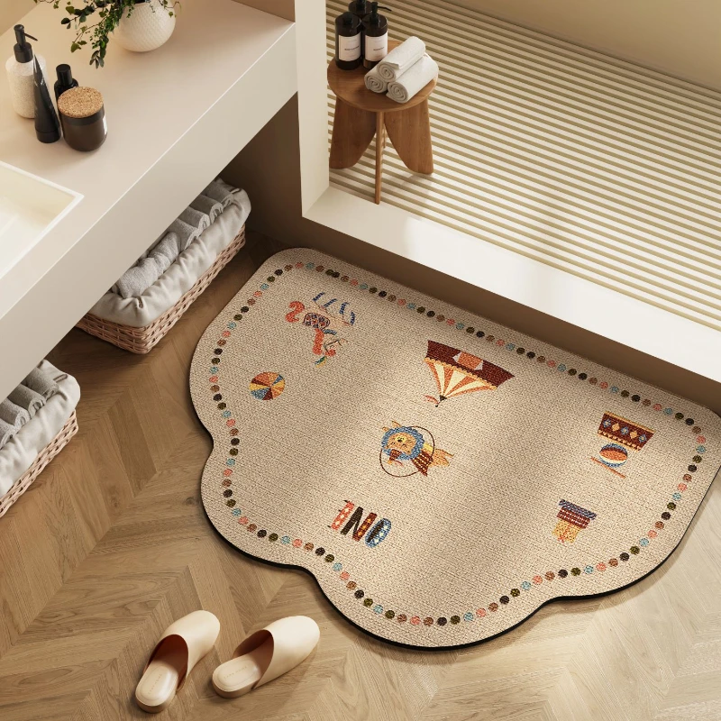 VIKAMA Cartoon Opposite Sex Bathroom Floor Mat, Super Absorbent Anti Slip Quick Drying Bath Mat Home Decoration Foot Mat