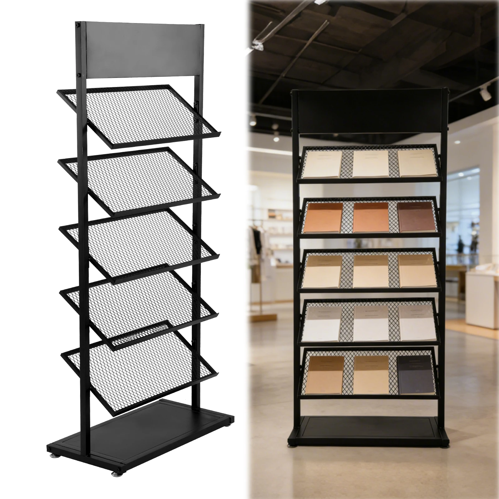 

Пятиуровневая витрина для строительных материалов 26.38x13.78x59.06 дюймов, многослойный органайзер для хранения керамических образцов для выставок и торговых ярмарок