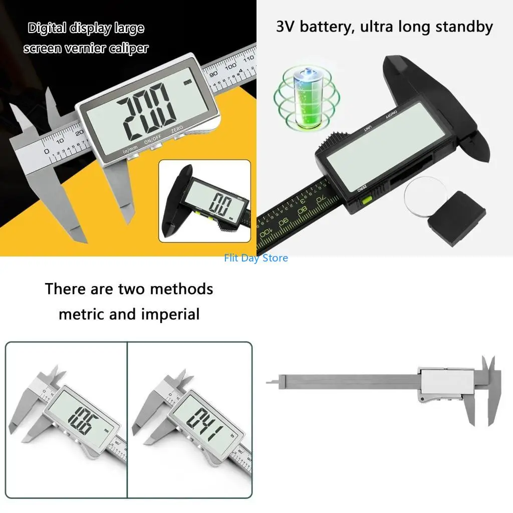F92C Professional Micrometer Gauge LCD Digital Vernier Caliper Length Depth Thickness Diameter Measuring Tool 0-150mm Caliper