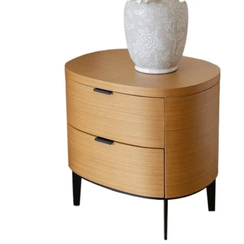 

Gold wire wood grain arc bedside table, bedroom living room storage cabinet