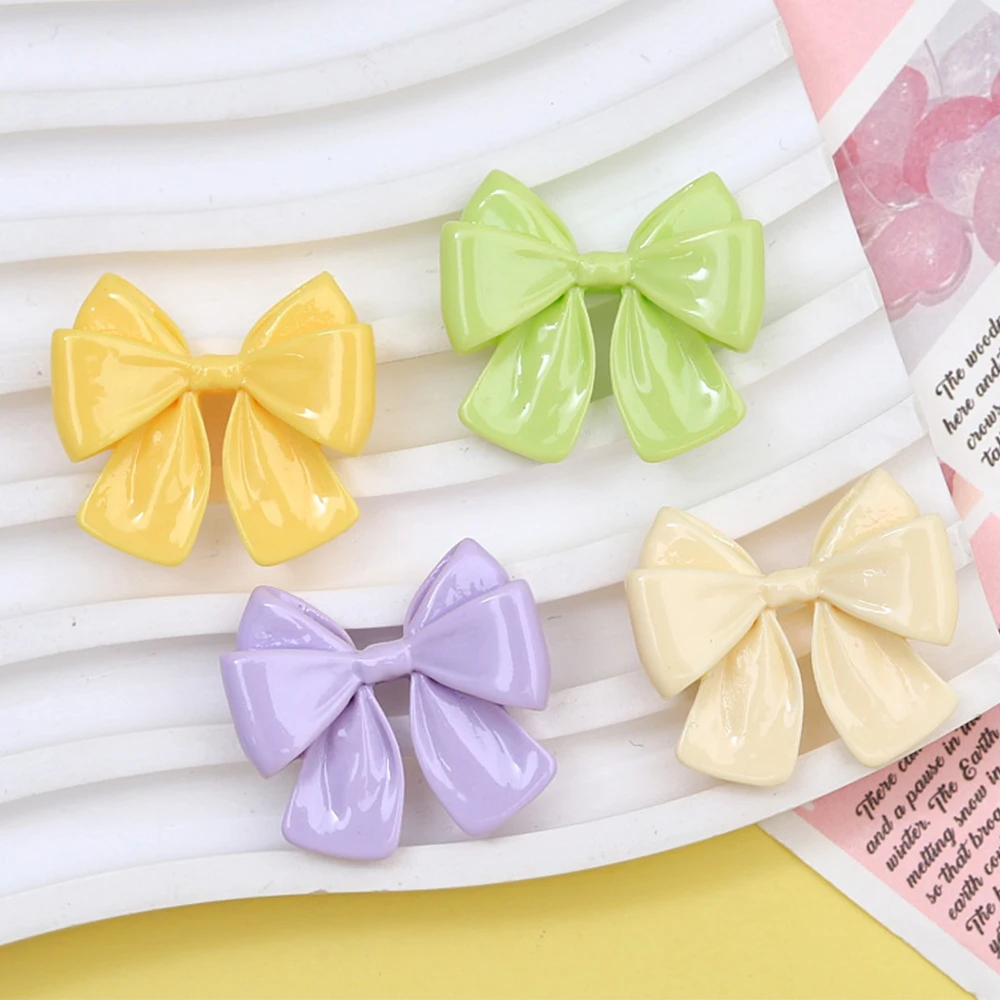 10PCS Shiny Multicolor Bow Series Resin Flatback Cabochons For Hairpin Scrapbooking DIY Jewelry Craft Decoration Accessories