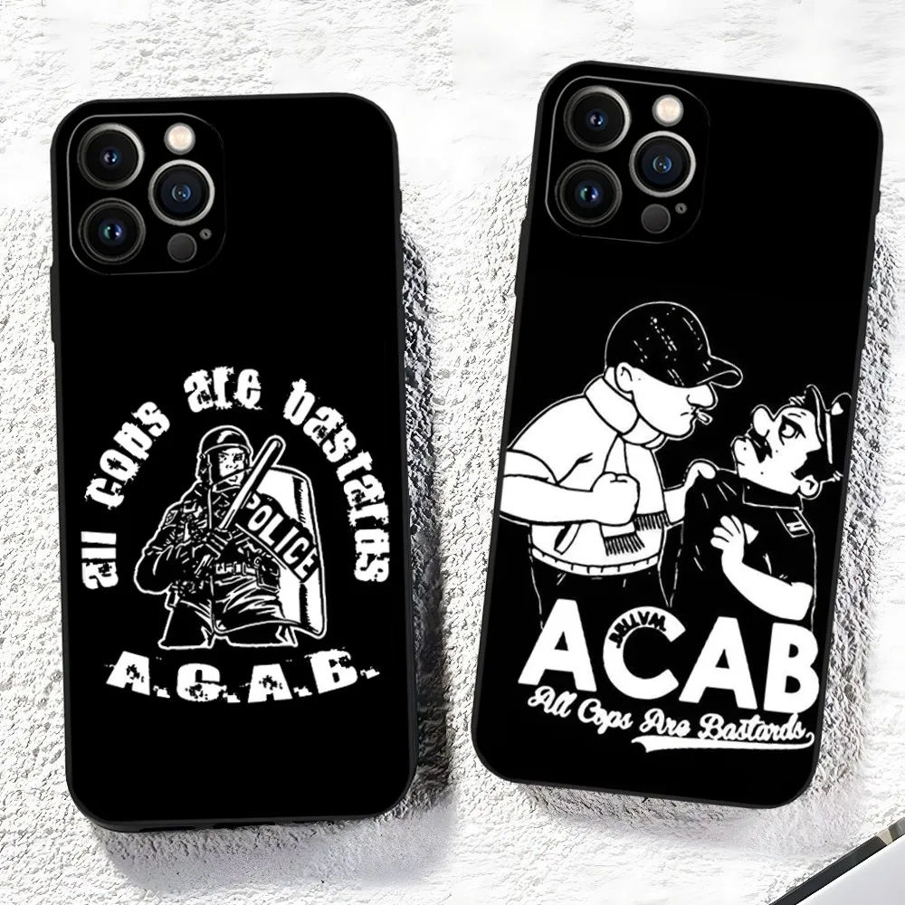 All Cops Are Bastards Acab Ultras Phone Case for Iphone 15 14 13 12 11 Pro Max Xr X Xs Mini 8 Plus SE 2022 Black Soft Silicone C