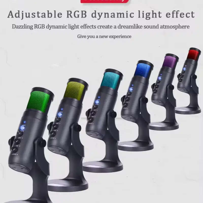 Complete RGB Desktop Recording Studio Kit USB Plug-in Condenser Microphone For Podcast Studio Computer Use Stock Recording