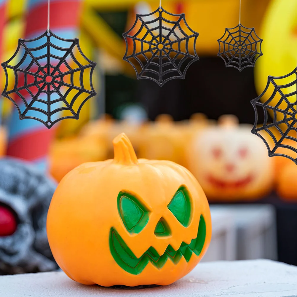 100 Pcs Plastic Spider Web Halloween Cobweb Decorations Ornament Outdoor Flash Festive Supplies Man Fairy Lights