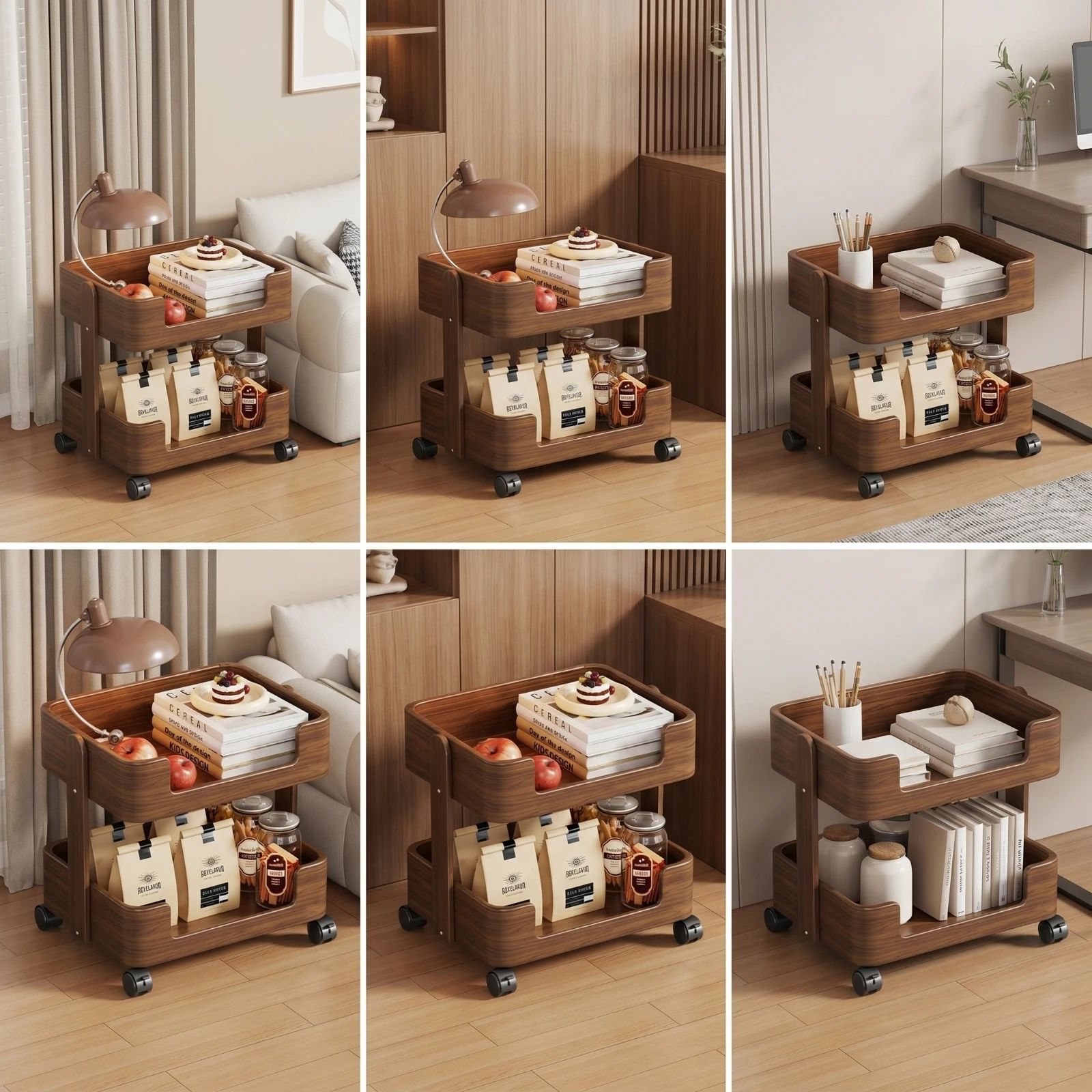Wooden Side Table with Wheels Space-Saving Rolling Nightstand Nightstand with Wheels Long-Lasting Furniture Sturdy for Bedside