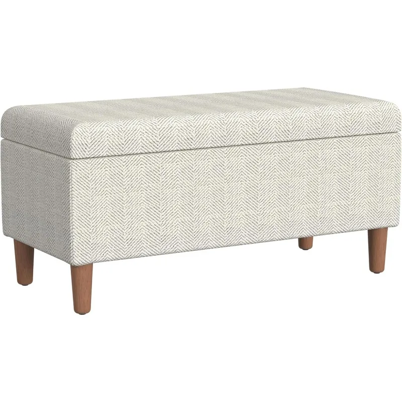 

Storage Bench, 36 x 16 x 17.5 inches, Cream Chevron Woven