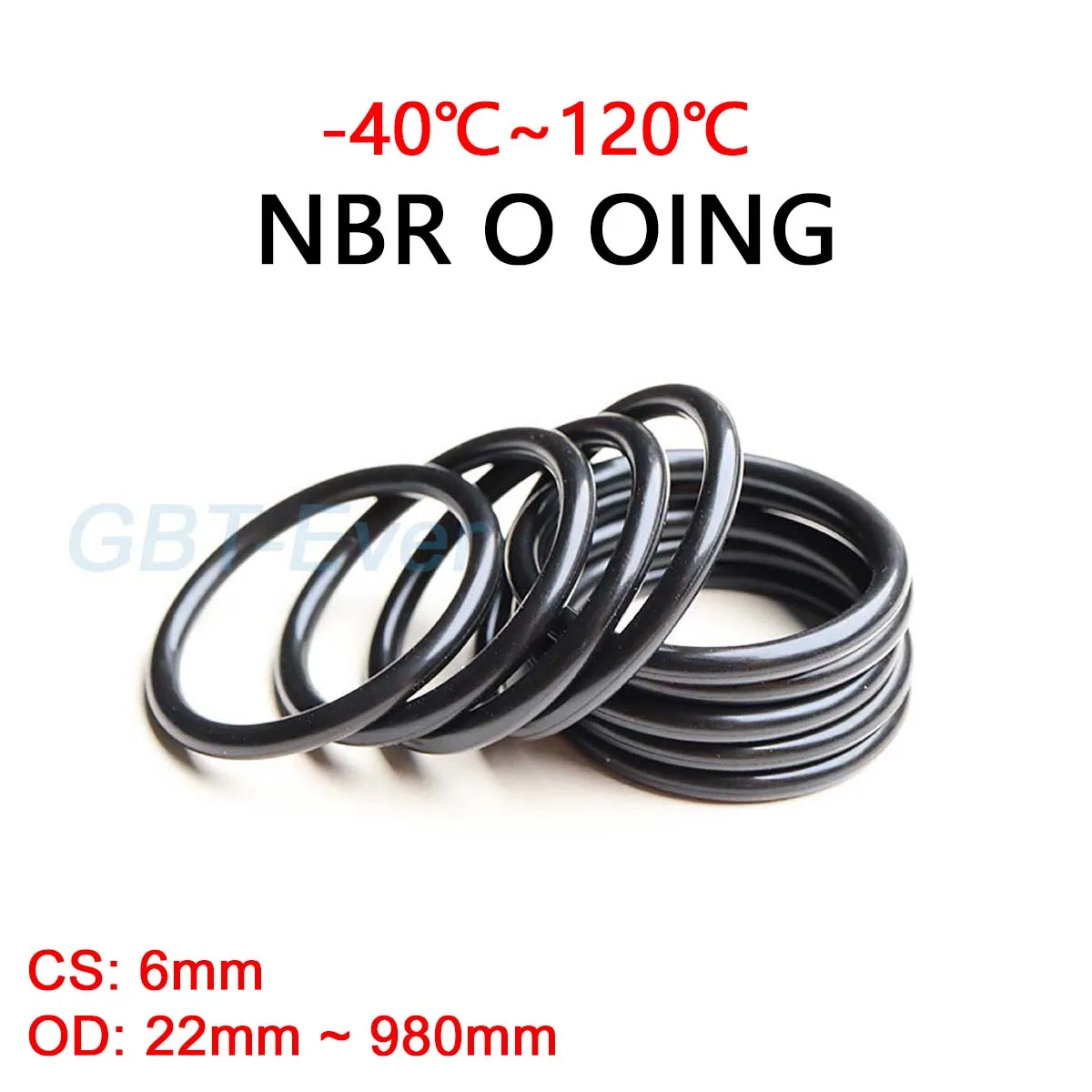 NBR O Ring Gasket Thickness CS 6mm OD 22mm ~ 980mm Nitrile Butadiene Rubber Spacer Oil Resistance Washer Round Shape Black