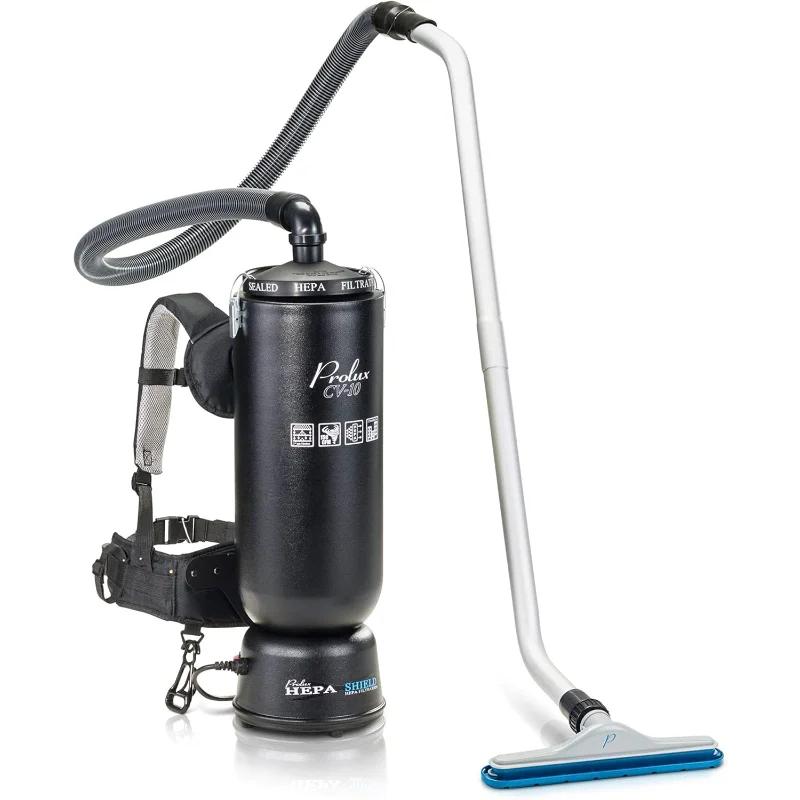 Prolux 10 Quart Commercial Backpack Vacuum with Premium 1.5-Inch Attachments, HEPA Air Filtration, Deep Cleaning