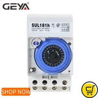 GEYA SUL181h Mechanical Timer Switch 24 Hours Programmable Din Rail Time Switch with Battery 110V-240V