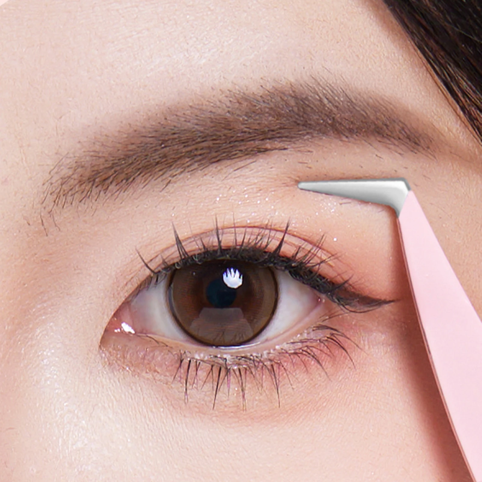 1개 속눈썹 핀셋 전문가용 핑크/블루 스테인리스 스틸 고정밀 핀셋 볼륨 팬 속눈썹 연장 메이크업용