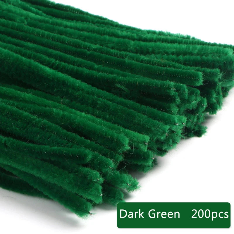 200Pcs Green Series Pipe Cleaner Craft Kit DIY Craft Supplies with 1 Tutorial Card Beginner Friendly Creative Art Crafts