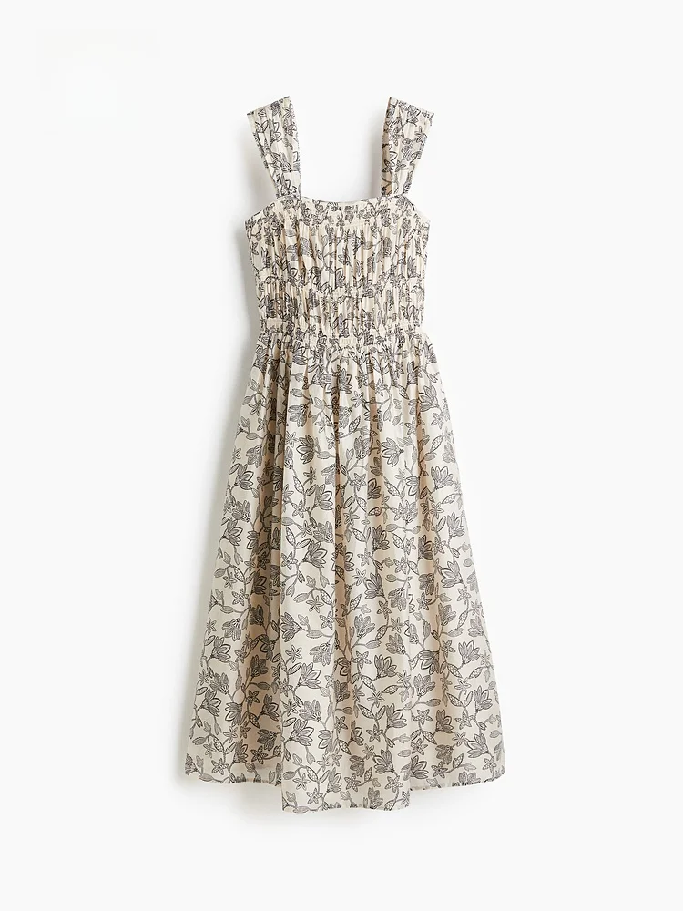 H&M Floral Print One-Piece Dr Spring Summer Casual Sle Svel Midi Dr Vaion Vibes Gauze Material Square Collar