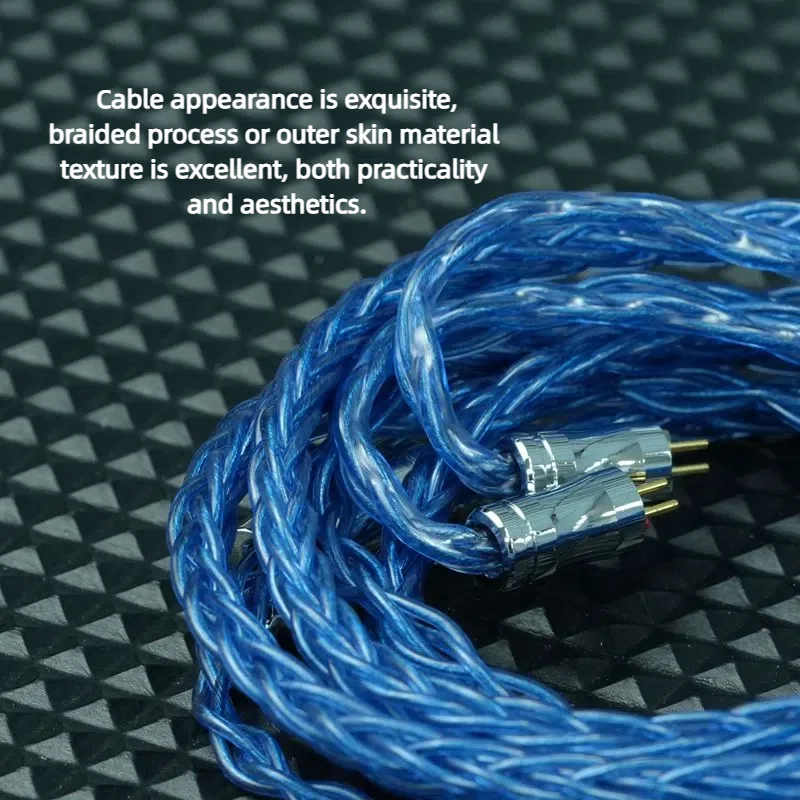 XINHS IEM Cable XH61 Dark Blue 8-Core High Purity OCC Silver