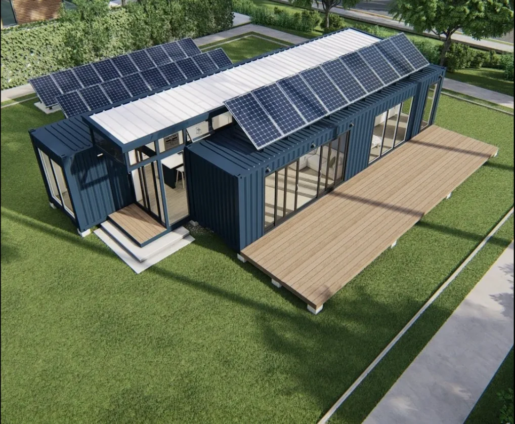 Fertighaus mit 4 Schlafzimmern, Außenstrukturen und Beschattung, wasserdichter, winddichter Gartenschuppen, erweiterbares Containerhaus