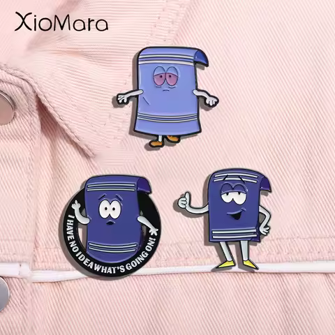 I Have No Idea What's Going On Enamel Pins Comedy Anime Blue Towel Toweliie Brooches Lapel Badge Clothing Jewelry Accessories