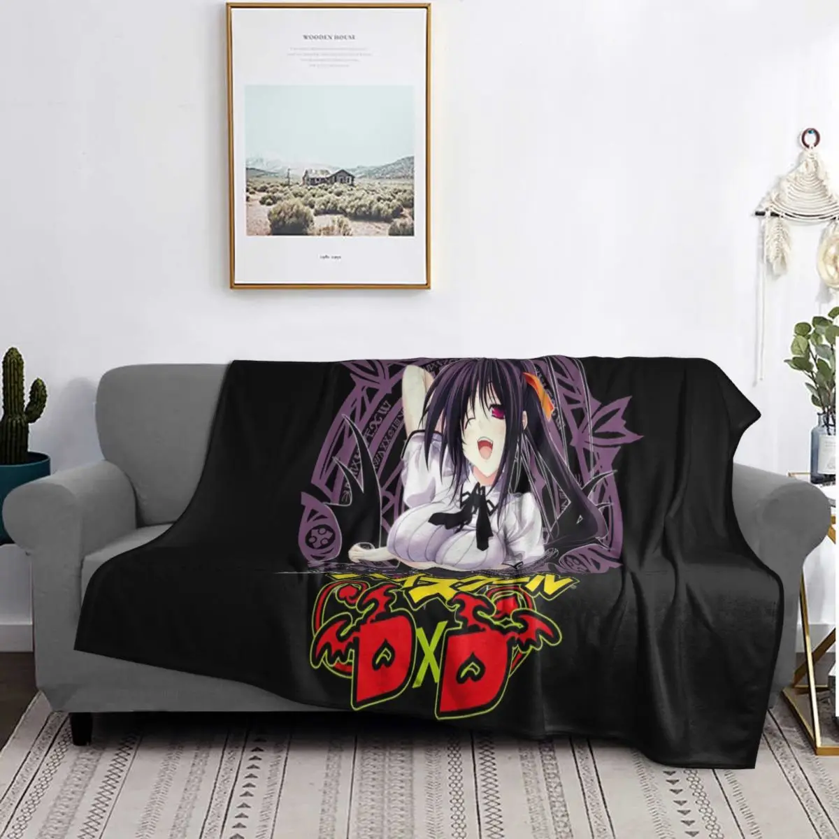 

Akeno Love High School DxD Anime Japanese Name Blankets Soft Warm Flannel Throw Blanket Plush for Bed Living room Picnic Travel