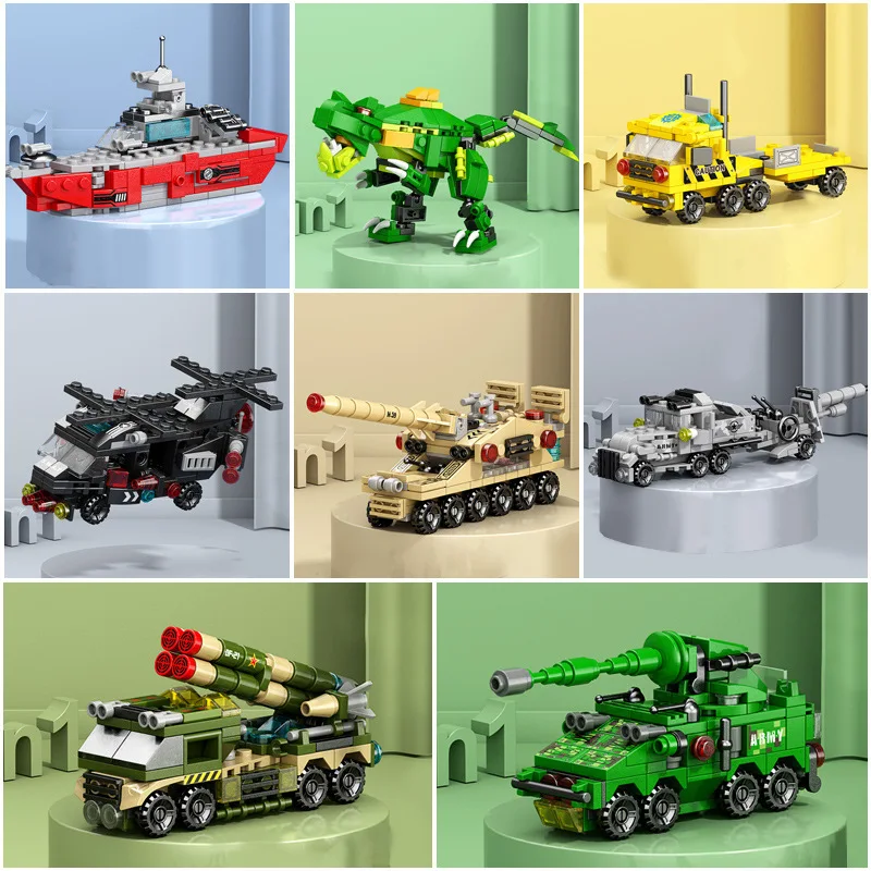 6-in-1 Military Mech Building Blocks Set – Free Combination Assembly Model Toy, Creative Educational Birthday Gift for Kids