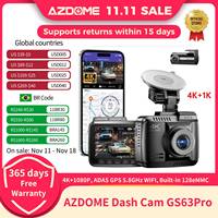 AZDOME Dash Cam GS63Pro 4K+1080P ADAS GPS 5.8GHz WIFI Car DVR Built-in 128eMMC Night Vision 24H Parking Monitor Support Rear Cam