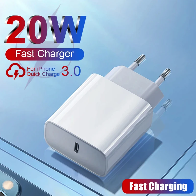 USB C 20W PD Power Type-C Wall Fast Charger for iPhone 15 14 13 12 11 Pro Max X XS Air iPad Pro Samsung S30 S20 S21 Note 20 10