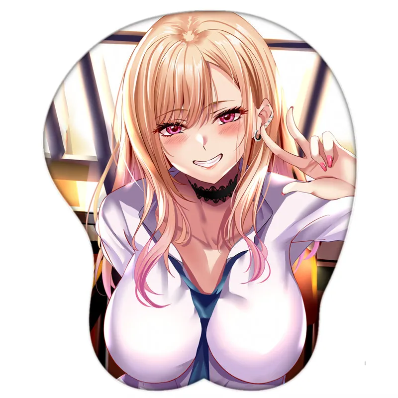 New Anime Marin Kitagawa Sexy Big Breast 3D Mouse Pad Cute Manga Pad with Wrist Oppai Silicone Gel Boobs Mat