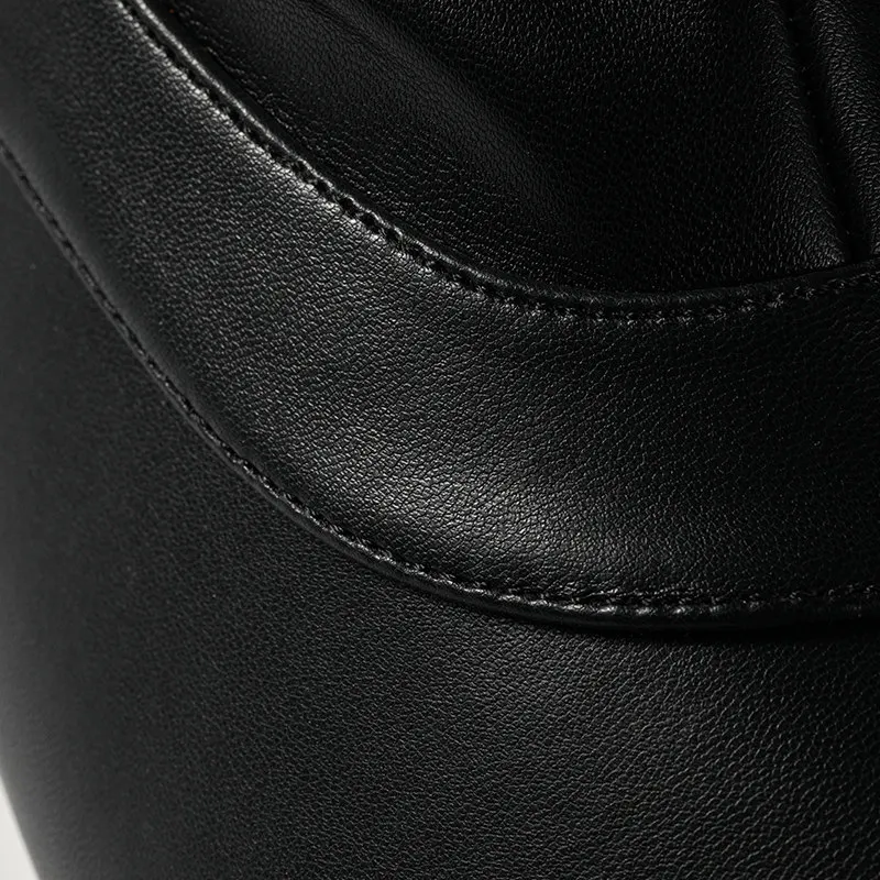 Ming Style Hanfu Black Leather Boots Upturned Toe Flat Sole Unisex 5