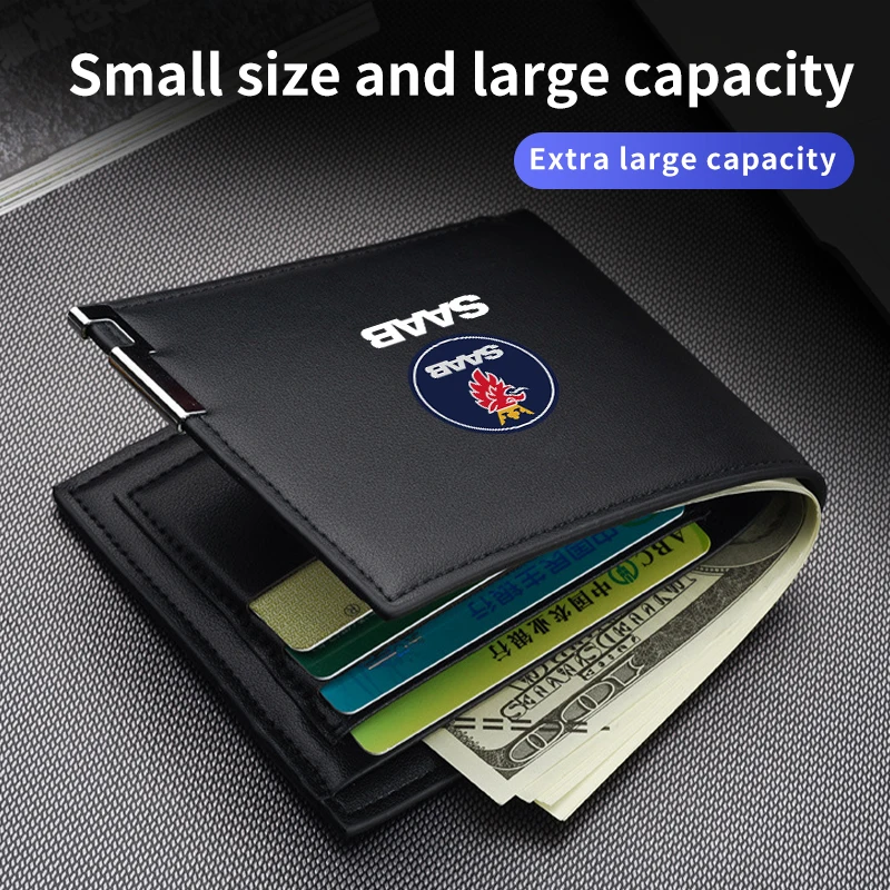 Car Interior Wallet Men Leather Wallets Multi Card Bag For SAAB Scania 93 95 9000 900 9-4X 9-7X 9-2X 9-X 600 99 97 Monster GT750