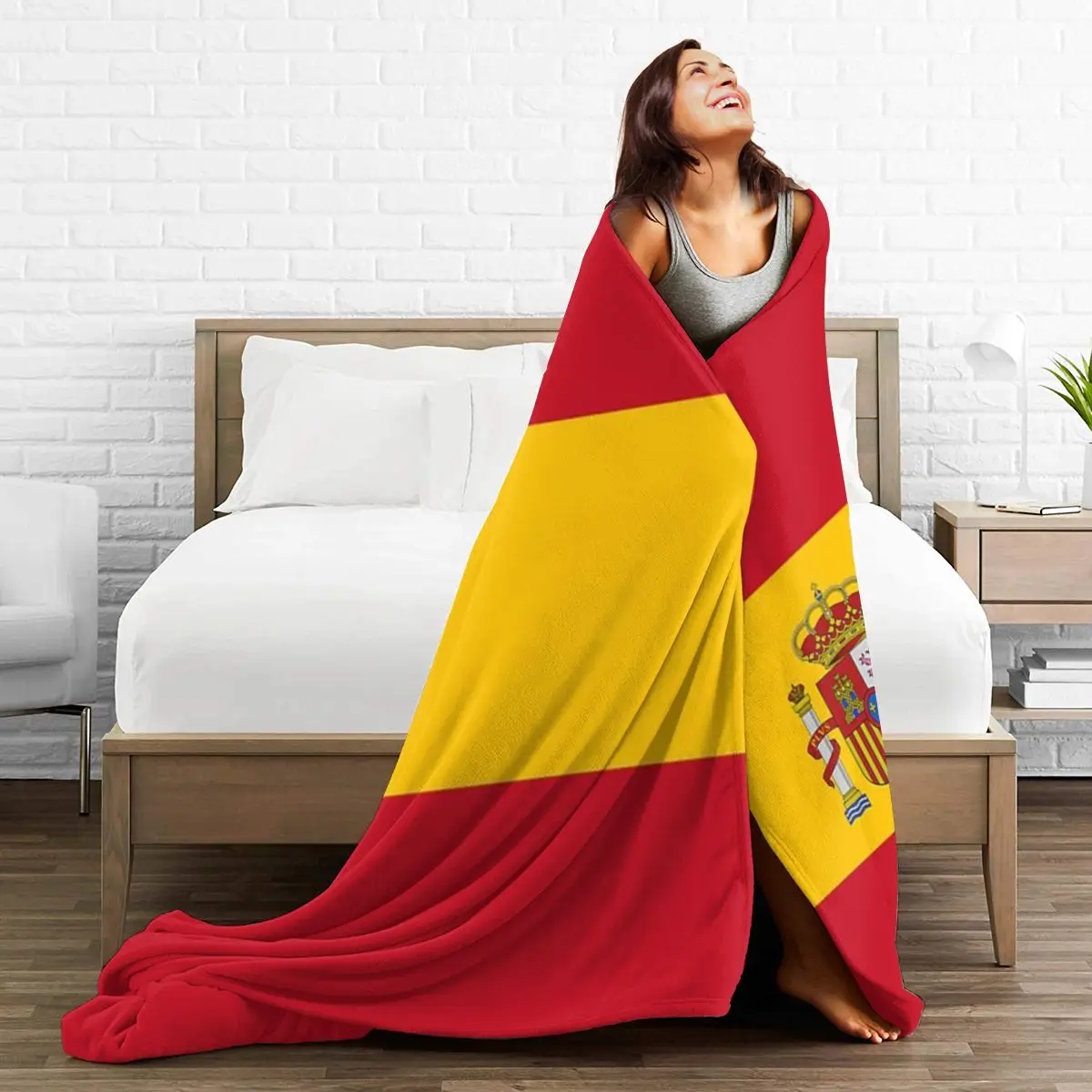 Spain Flag Blanket Soft Warm Flannel Throw Blanket Bedspread for Bed Living room Picnic Travel Home Couch