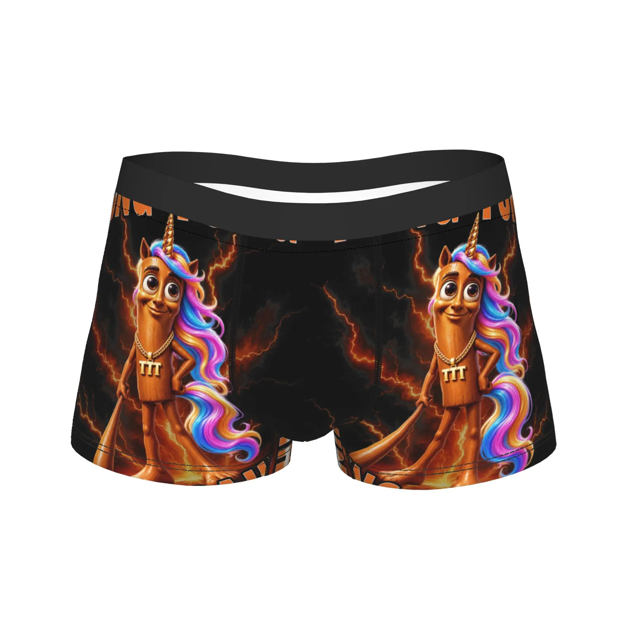 Funny Tung Tung Sahur Unicorn Rainbow Hair Lightning Boxer Brief Underwear Quality Men's Boxershorts Print Plus Size Underpants