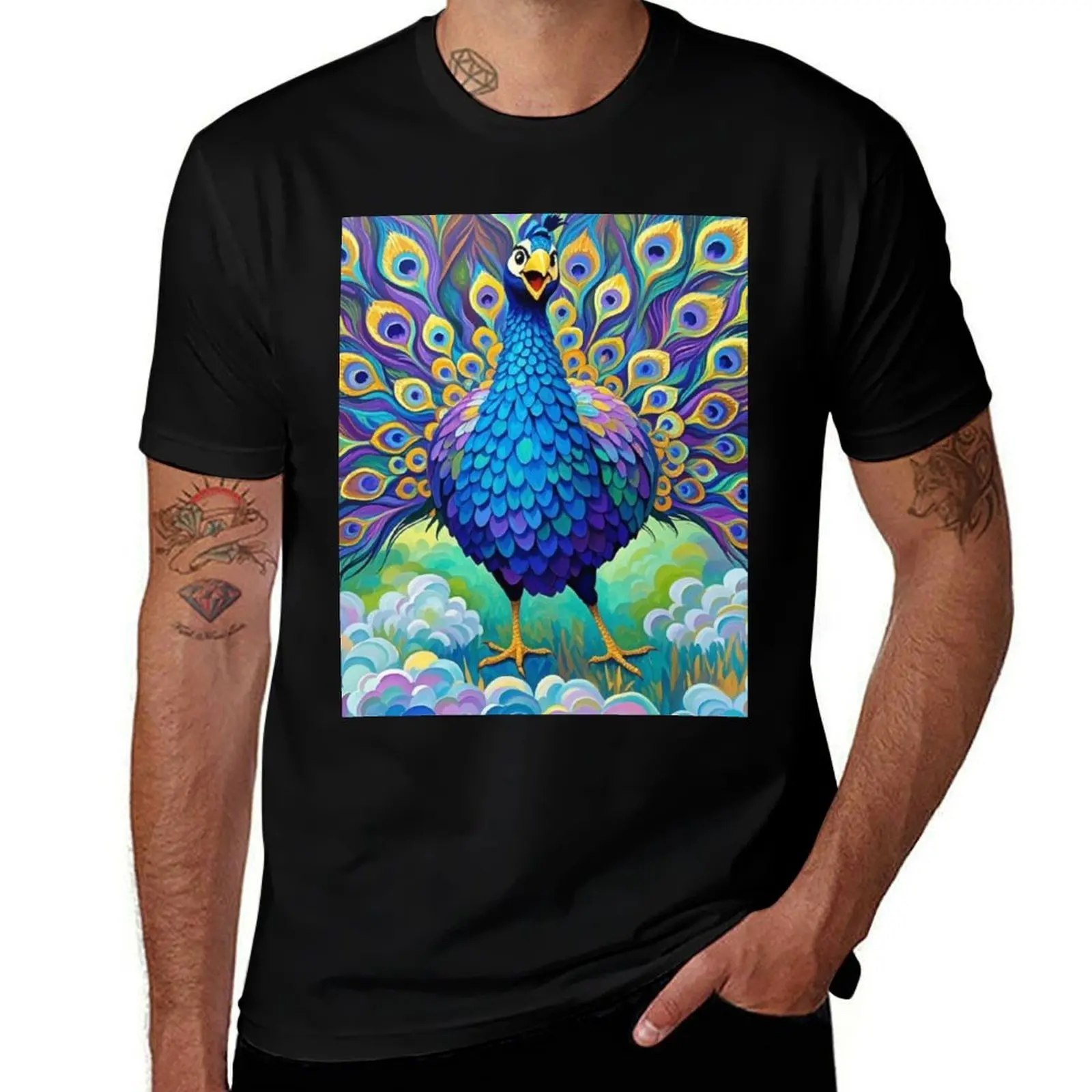 

Abstract Peacock Art: Geometric Color Burst T-Shirt Clothing oversize t-shirts man street wear mens tall t shirts