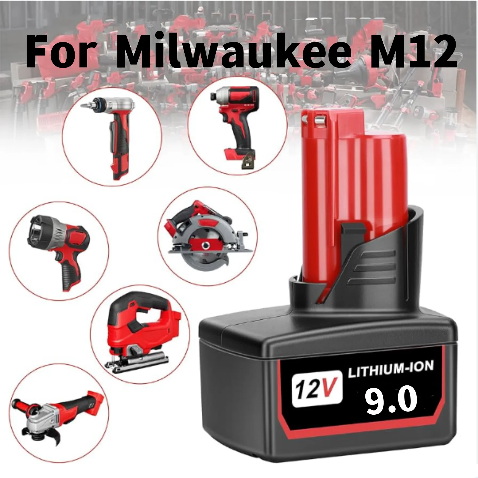 For Milwaukee 12V 3500mAh/6000mAh/ 9000mAh Replacement Battery M12 XC 48-11-2411, 48-11-2401 Cordless Tools Rechargeable Battery