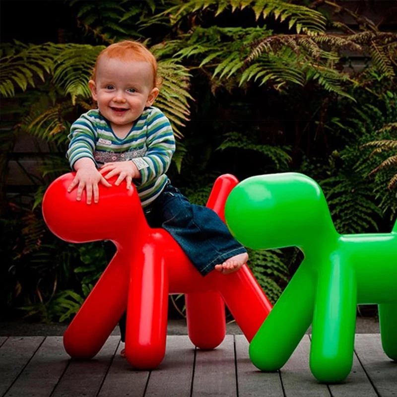 Nordic Creative Puppy Design Chair Plastic Children\'s Chair Cute Cartoon Kindergarten Dalmatian Dog Animal Stool Home Furniture