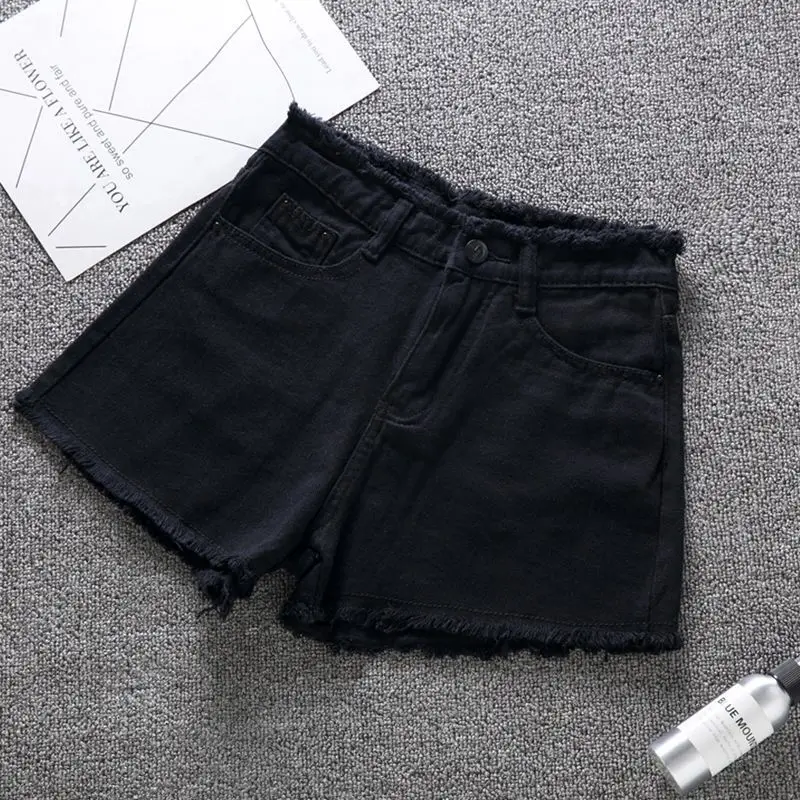 Summer High Waist Denim Shorts Women Tassel Jeans Sexy Slim Short Pants Short Pants Blue Black Jeans Harajuku