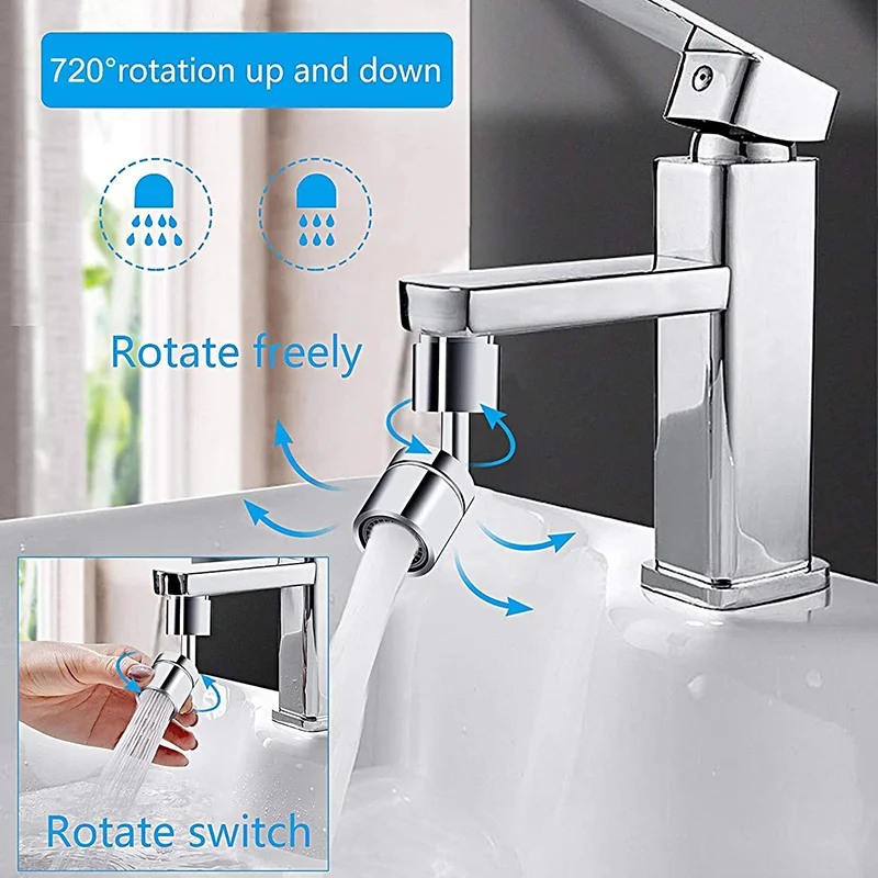 720° Swivel Faucet Extender Aerator Splash-proof Rotation Bubbler Kitchen Mixer Tap Adapter M22/M24 Water Saving Nozzle Sprayer