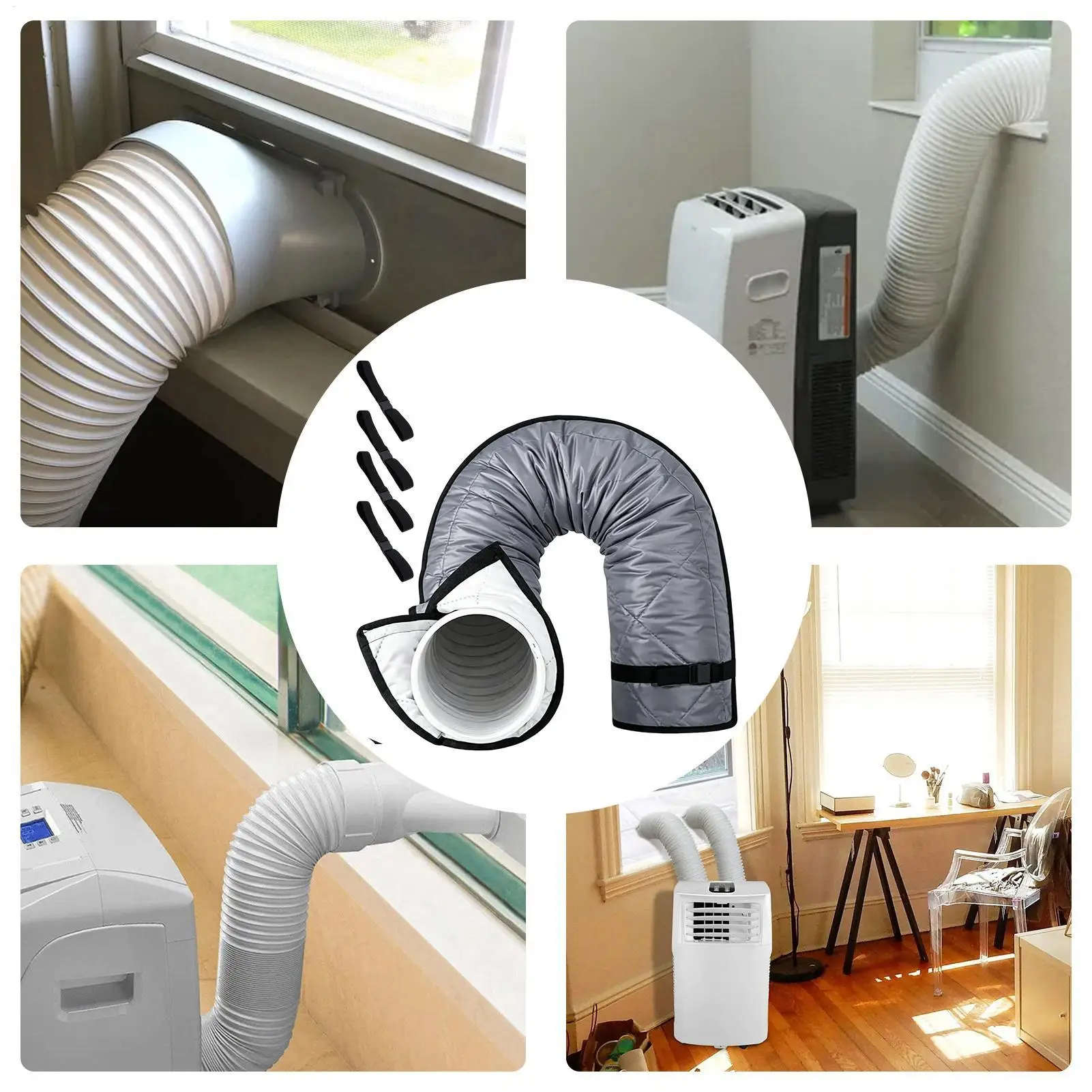 Portable AC Hose Insulation Adjustable Heat Insulated Protector AC Sleeve For 5 & 5.9-inch Diameter Window Outdoor Outside RV