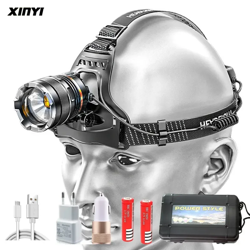 

USB Rechargeable LED Headlamp Flashlight P50 Outdoor Night Fishing Long-lasting Battery USE18650 Rechargeable Telescopic Zoom