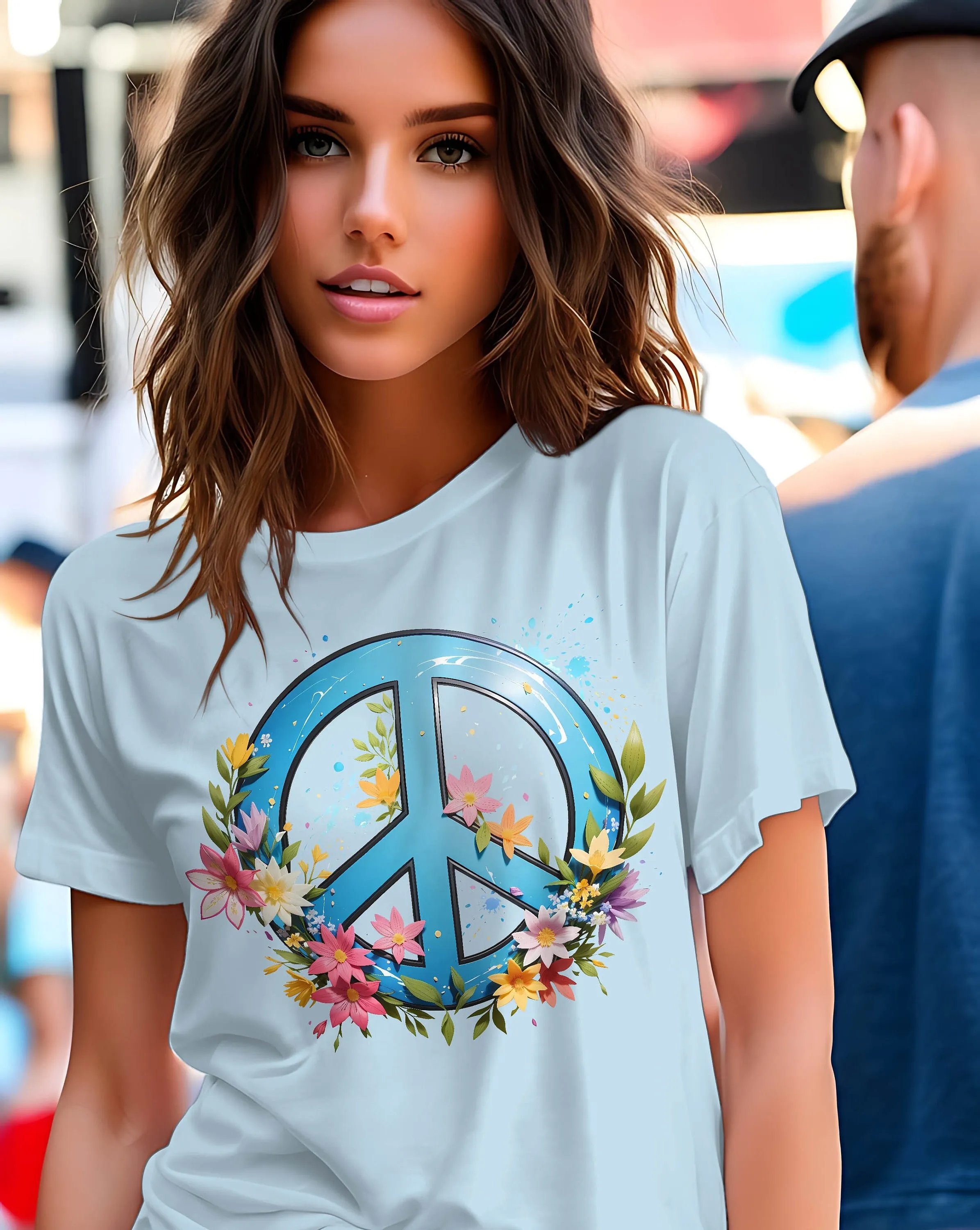 T shirt friedens ymbol mit blumen friedens zeichen blumen blumen ranken gegen krieg liebe 70er friedens bewegung geschenk 292 apt2