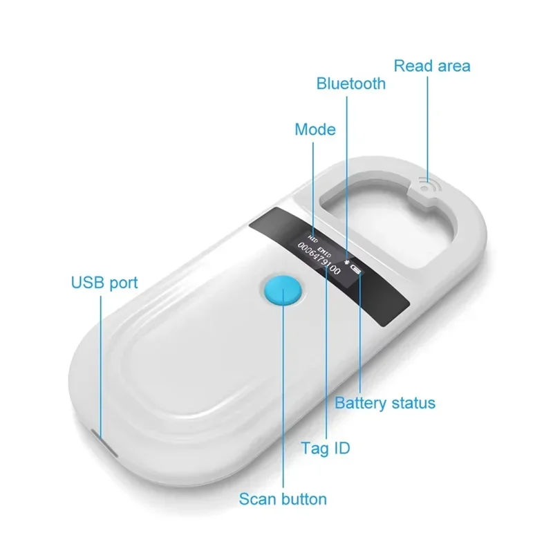 5YOA Handheld Animal RFID Reader 134.2Khz Pet Cat Dog Micro Chip Scanner FDX-B USB Bluetooth Glass Tag Reader