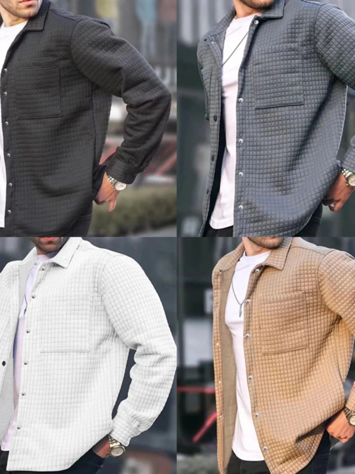 

Men's Casual Flannel Hoodie Cardigan Large Size Plaid Pattern Autumn Faion Outerwear Loose Fit Long Sve Button up