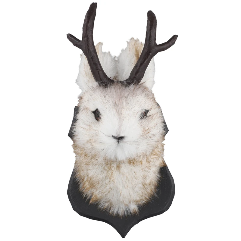 ABHU Easter Gift Bunny Heads Antlers Wall Hanging Decoration Animals Deer Mount For Home Simulation Resin Art Ornaments