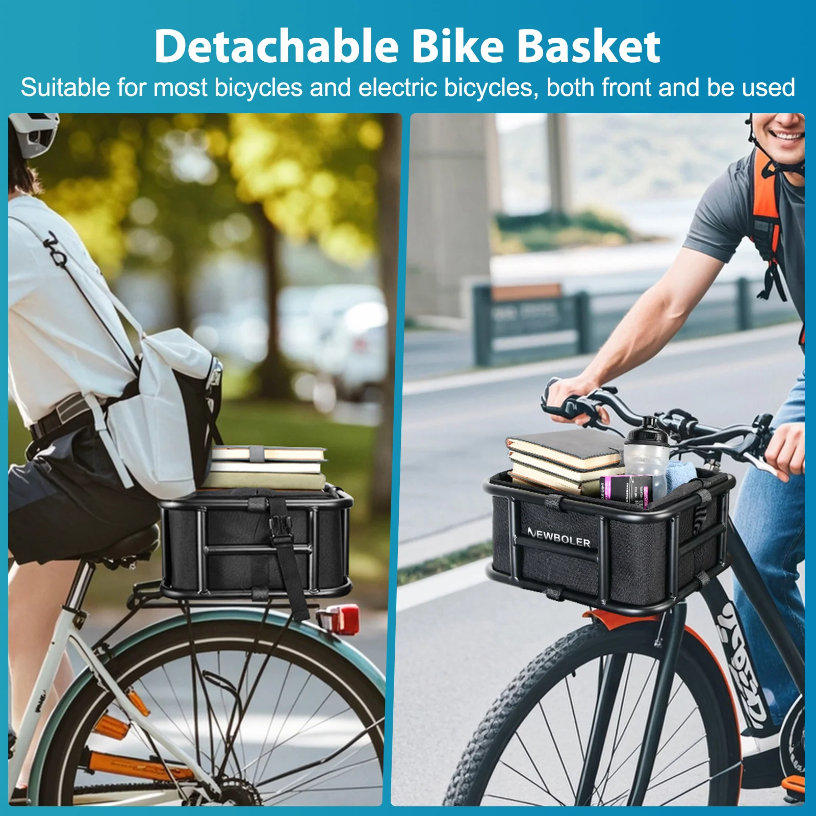 Großer Fahrradkorb für den Gepäckträger, E-Bike-Korb, Fahrradkörbe für den Heckträger für Outdoor-Reisen und Einkäufe – Detail 1