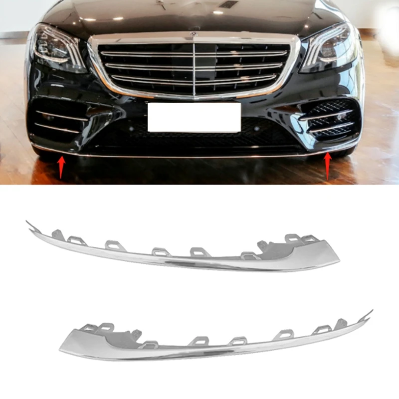 2228857700 2228857800 Car Front Bumper Left Side Chrome Trim Strip for Mercedes-Benz W222 S Class 2018 2019 2020