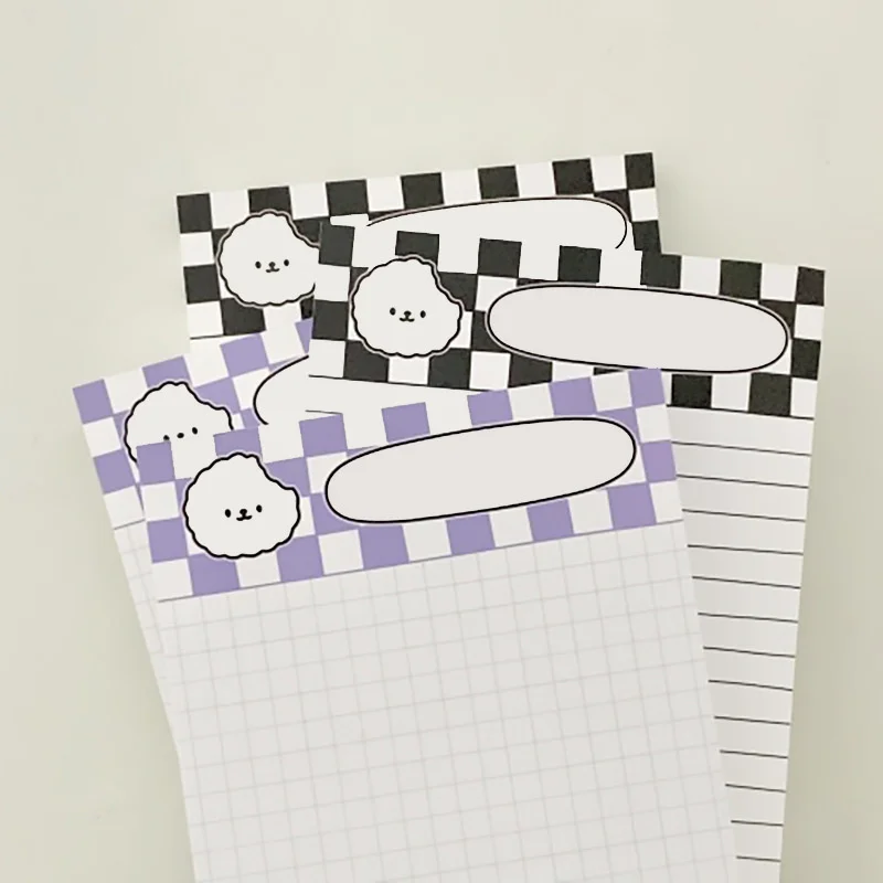 

Ins Cartoon Cute Puppy Chessboard Memo Pad Stripe Student Mini Notepad School Stationery Office Kawaii Message Paper 50 Sheets