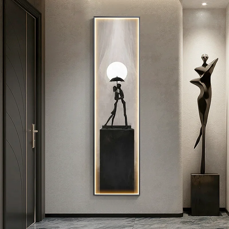 Modern Luxury Porch Art Decorative Painting Wall Lamp Slender Strip Mural Lamp Simple Living Room Bedroom Corridor Aisle Lamp