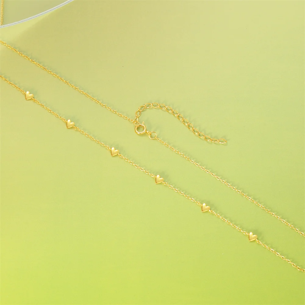 CANNER 925 Sterling Silver Smooth Heart Shape Overlay Clavicle Necklace For Women 18K Gold Ins Simple Necklace Fine Jewelry Gift